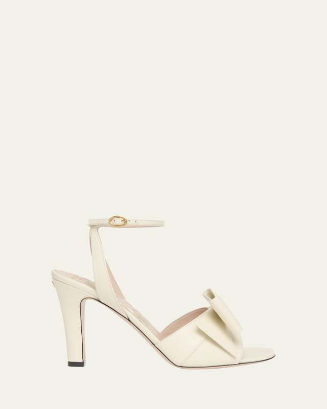 Bowow Leather Bow Ankle-Strap Sandals